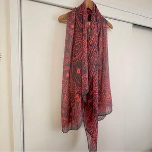 NEW Wolf & Badger Paisley Scarf in Gray & Vibrant Pink - So‎ Soft!